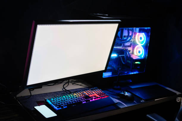 istock colorful rainbow rgb gaming and workstation high end computer and smart phone 1254926629