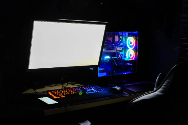 istock colorful rainbow rgb gaming and workstation high end computer and smart phone 1254926704