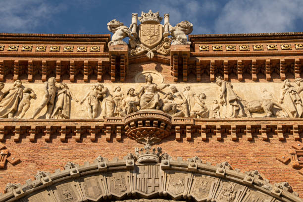 istock Historical sculpture and architecture from Barcelona, Spain 2019 1254927376