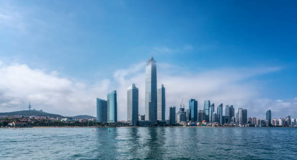 istock Qingdao city building skyline. 1254933199