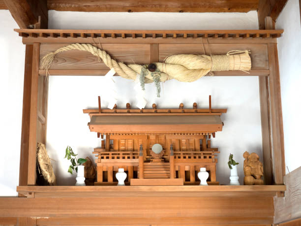 A Shinto shelf installed in an old folk house