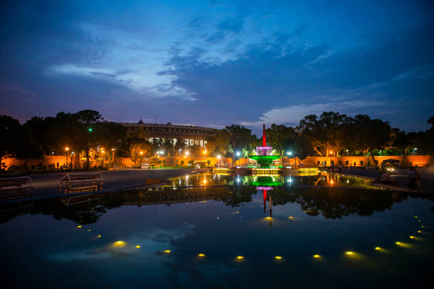 Raisina Hill New Delhi India illuminates with dynamic kaleidoscopic lights