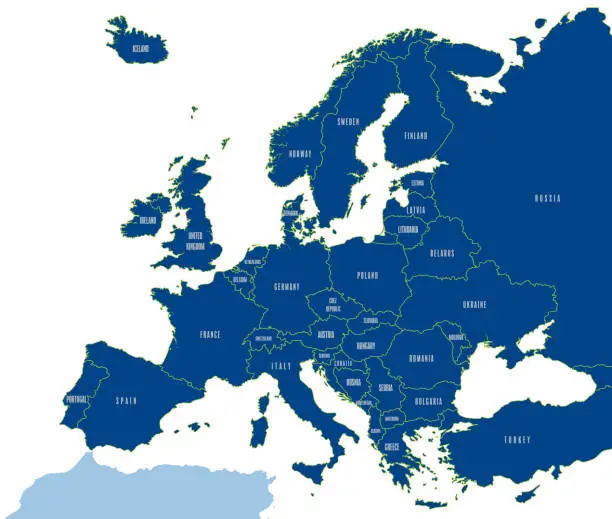 Vector illustration of Vector map of Europe