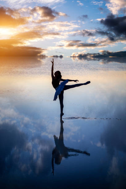 istock Ballerina dancing on the lake 1254939136