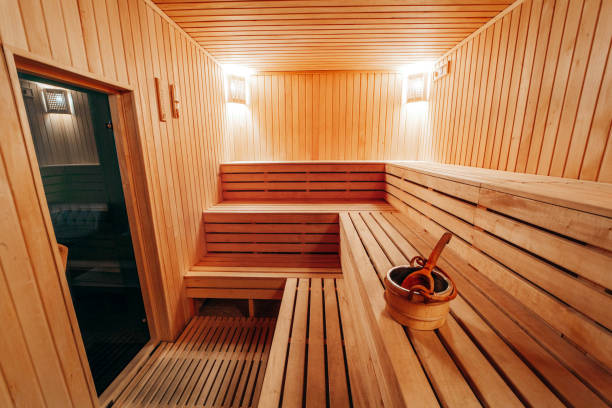 istock Interior View of Sauna Bath 1254939296