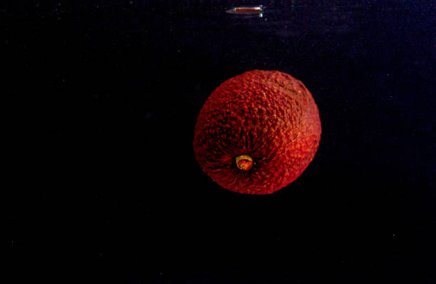 istock Avocado in water on a black background. 1254939384