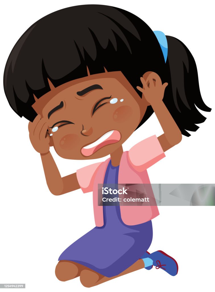 Crying Girl Cartoon Character Stock Illustration - Download Image Now -  Crying, African-American Ethnicity, Child - iStock