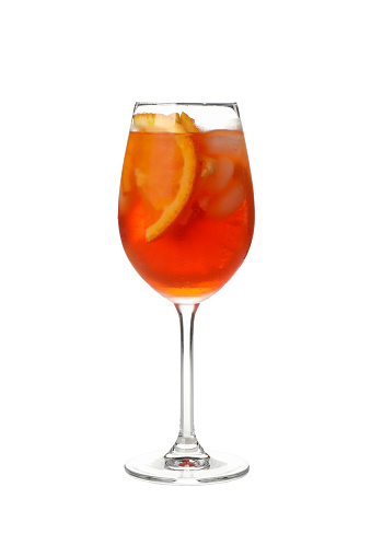 Spritz cocktail isolated on white background. Summer drink