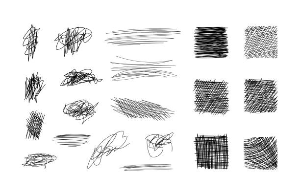 Vector scribble design elements collection, black freeand drawings isolated on white background, hatching templates. Vector scribble design elements collection, black freeand drawings isolated on white background, hatching templates, shaded squares. scribble stock illustrations