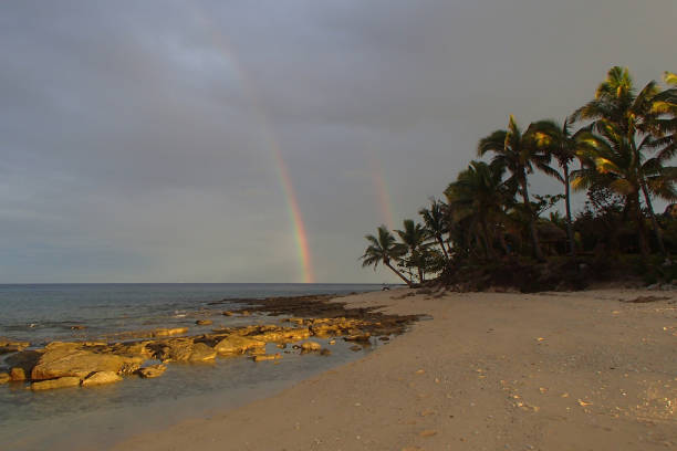 istock Rainbow on Fiji island during a sunset on the ocean 1254953861