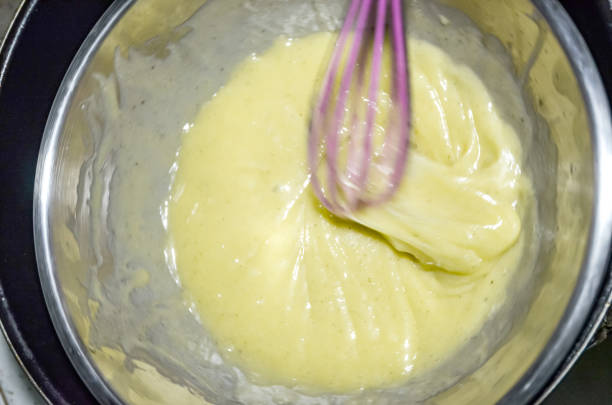 istock Preparation homemade salad dressing, Top view 1254955583