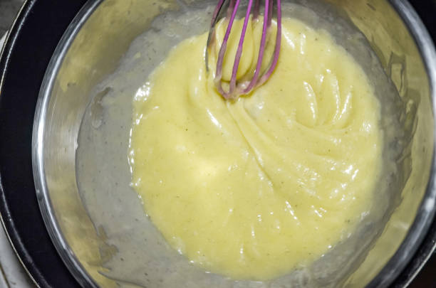 istock Preparation homemade salad dressing, Top view 1254955594
