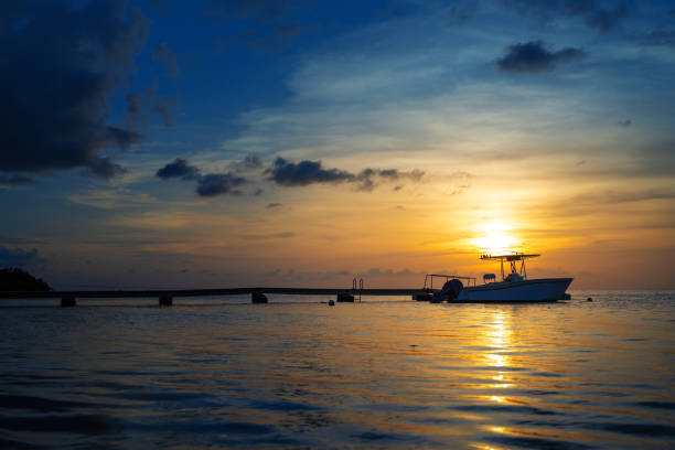 istock Fishing boat moored at a pier in Florida 1254957116