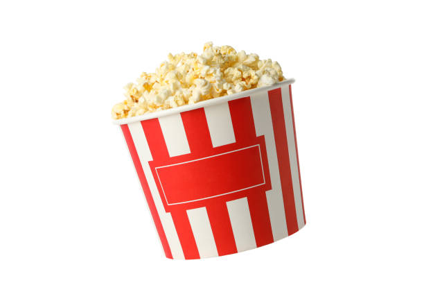 istock Cardboard bucket with popcorn isolated on white background 1254957389