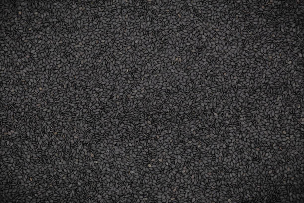 Black sesame seed texture and background, Top view.