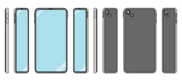Vector illustration of Flat design smart phone illustration in orthonormal view for UX and UI