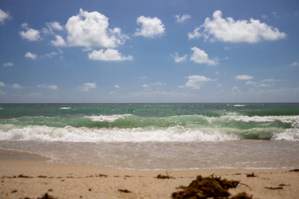 istock waves on beautiful sea troical sandy beach with blue sky 1254965412
