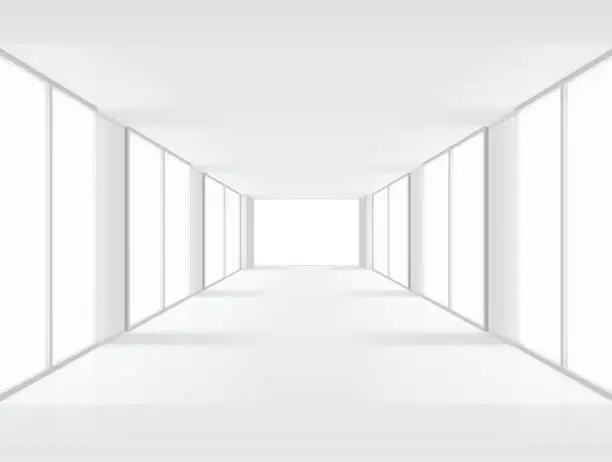 Vector illustration of Empty interior with large windows