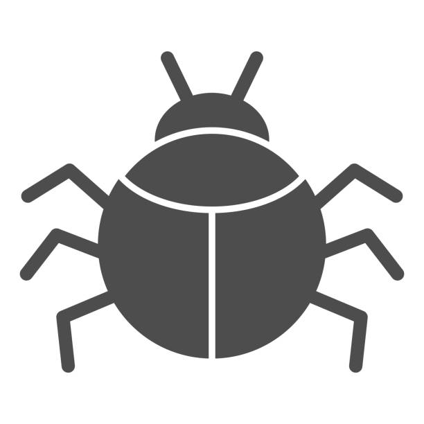 Beetle solid icon, Insects concept, bug sign on white background, round shaped beetle silhouette icon in glyph style for mobile concept and web design. Vector graphics. Beetle solid icon, Insects concept, bug sign on white background, round shaped beetle silhouette icon in glyph style for mobile concept and web design. Vector graphics painted grasshopper stock illustrations