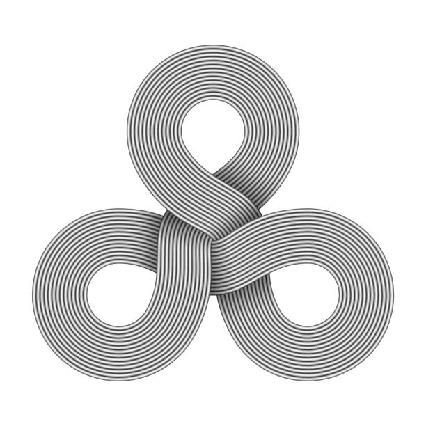 triquetra knotenschild aus drei verbundenen ringen aus metalldrähten. vektor-illustration. - celtic culture illustrations stock-grafiken, -clipart, -cartoons und -symbole