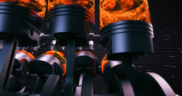 istock Powerful V8 Engine With Moving Pistons And Crankshaft. 3D Rendering 1254971705