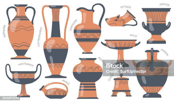 ギリシャ陶芸ジャグセット - イラスト素材...