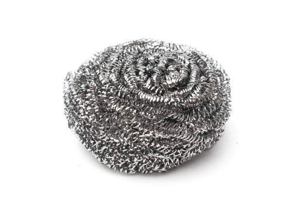 istock Steel wool cleaning pad for kitchen isolated on white background 1254973092