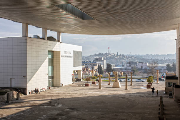 Gaziantep, Turkey, February 11, 2019 : Gaziantep Zeugma Mosaic Museum from Outside  and Details, Second Largest of Its Kind in the World