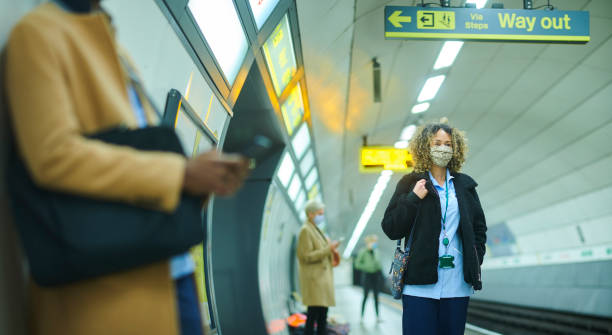 istock underground travel with face mask 1254977255