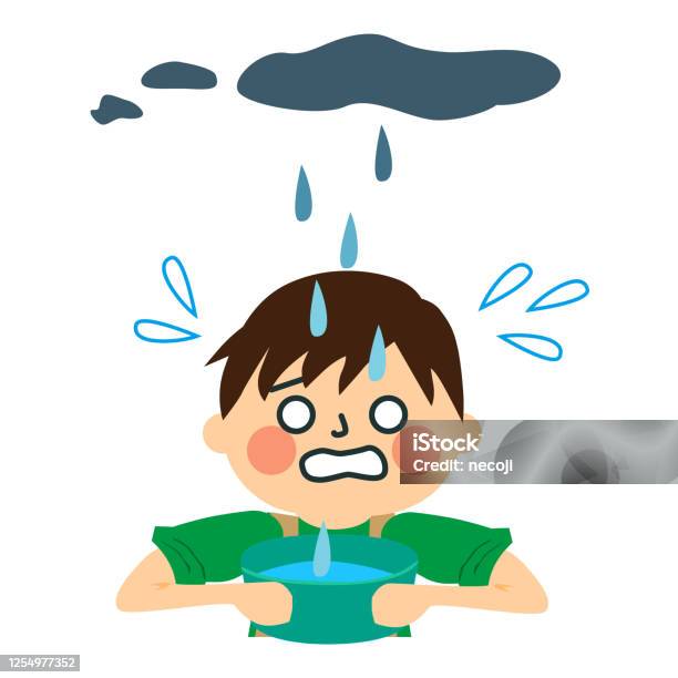 Bad Leak With Worried Man Stock Illustration - Download Image Now - Ceiling, Illustration, People