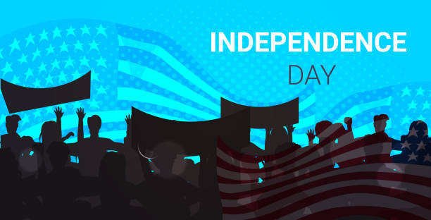 istock people silhouettes holding united states flags celebrating american independence day 1254978067