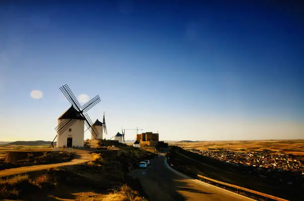 Famous windmills in Consuegra, Toledo, Spain. Spanish destination