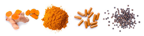 curcuma - spice ayurveda herb curry powder foto e immagini stock