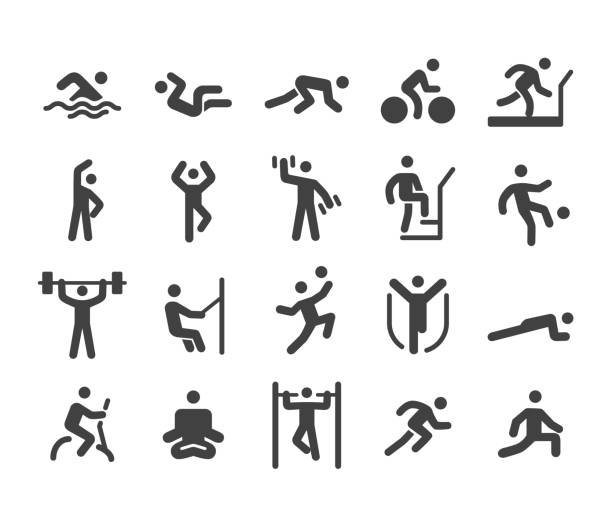 Fitness Method Icons - Classic Series Fitness, Method, athletic trainer stock illustrations
