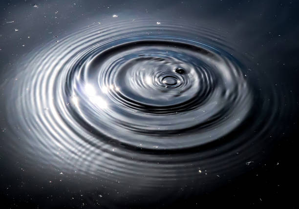 istock Close up of ripple circles on a dark blue lake 1254990664