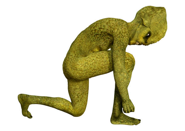 istock 3D illustration green alien on white 1254990785