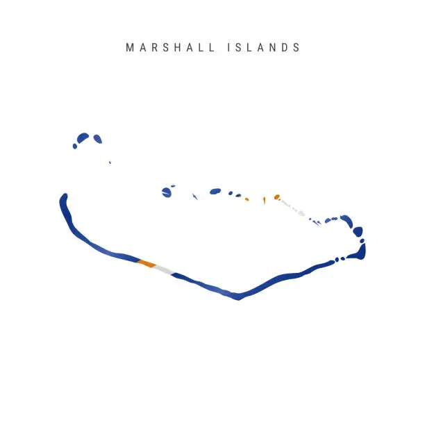 Vector illustration of Waving flag map of Marshall Islands. Vector illustration