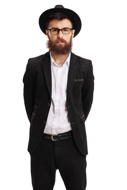 Bearded man wearing a black fedora hat