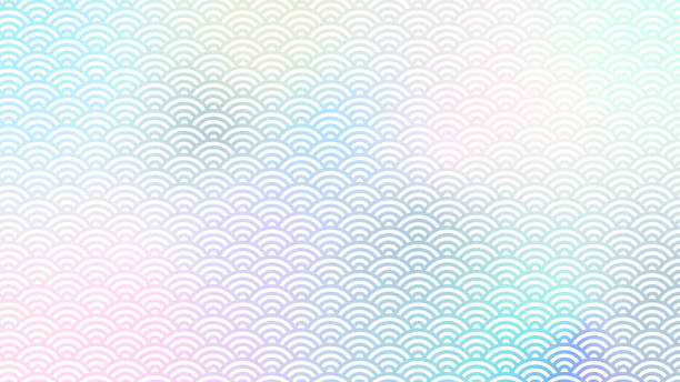 holographic Japanese traditional pattern backgrounds holographic Japanese traditional pattern backgrounds seigaiha stock illustrations
