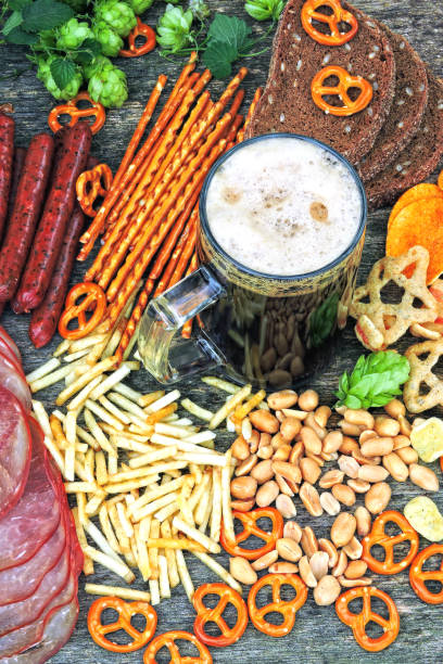 istock Bavarian sausages, ham, hops, beer, snacks. 1255002207