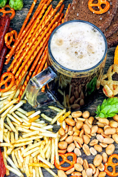 istock Bavarian sausages, ham, hops, beer, snacks. 1255002210