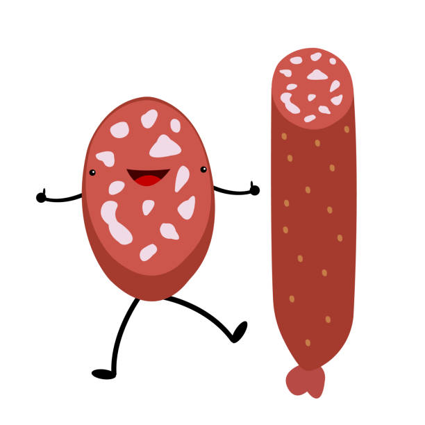Ilustración de Salchicha Divertido Personaje De Dibujos Animados Pieza Con Pequeños Ojos Negros Y Una Sonrisa Bailando Y Sosteniendo Un Pulgar Hacia Arriba y más Vectores Libres de Derechos de Alegría - Ilustración de Salchicha Divertido Personaje De Dibujos Animados Pieza Con Pequeños Ojos Negros Y Una Sonrisa Bailando Y Sosteniendo Un Pulgar Hacia Arriba y más Vectores Libres de Derechos de Alegría -