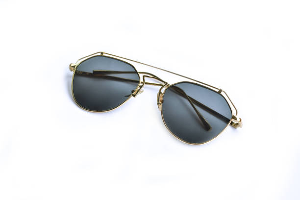 istock Stylish black sunglasses isolated on white background, 1255004837
