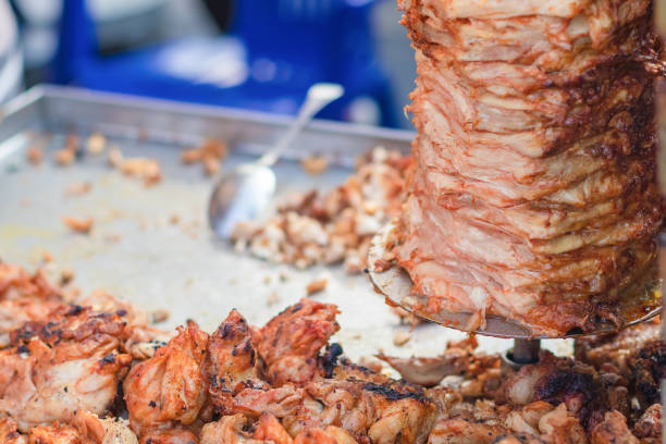 istock Meat is prepared on the grill for shawarma. 1255006899