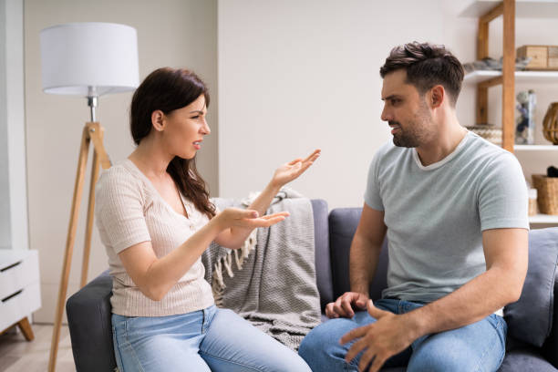 istock Sad Couple Infidelity Problems. Woman Dispute 1255007644