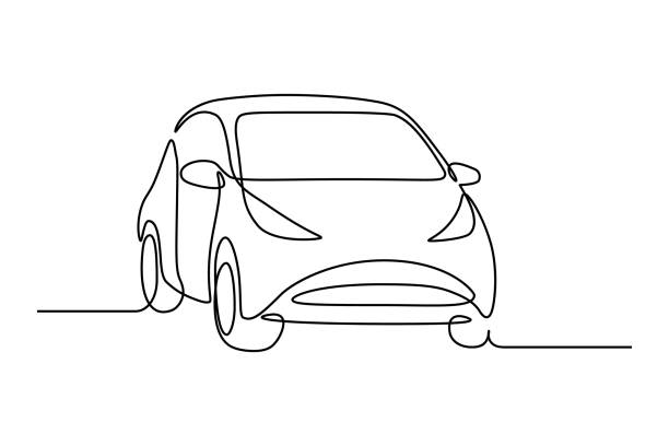 Abstract small hatchback car Abstract small car in continuous line art drawing style. Minimalist black linear sketch isolated on white background. Vector illustration auto stock illustrations