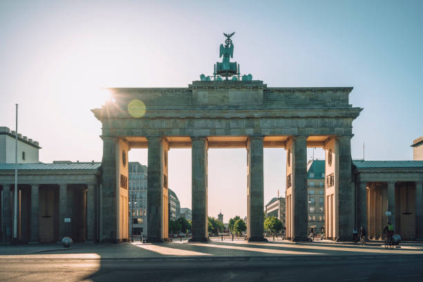 istock Brandenburg Gate Berlin with Quadriga, blue sky, Berlin, Germany 1255011542