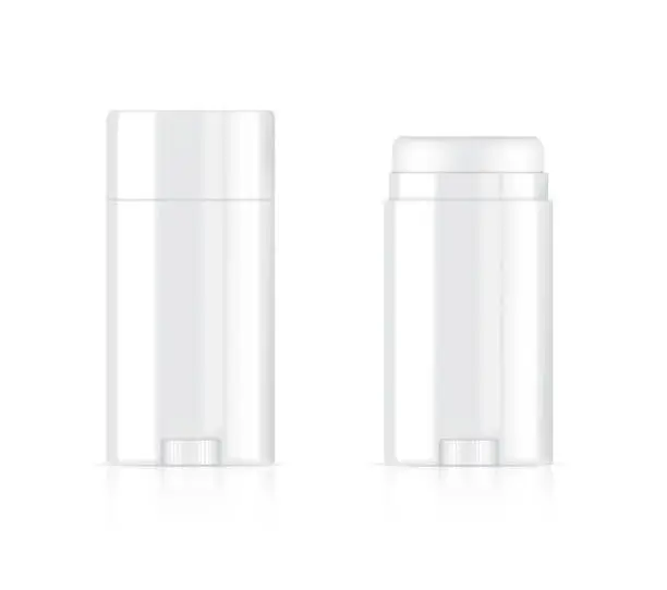 Vector illustration of 3D Deodorant Bottle Mock up Realistic Cosmetic for Skincare Product on White Background Illustration. Health Care and Medical Concept Design.