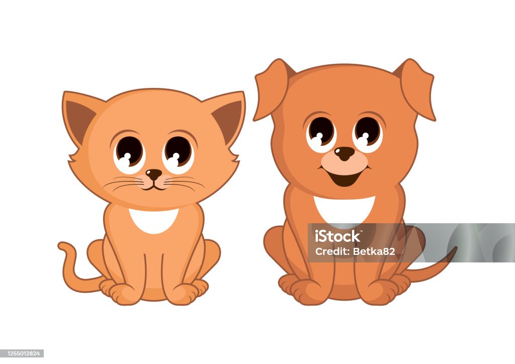 Very Cute Brown Little Kitten And Puppy Icon Set Vector Stock Illustration - Download Image Now - iStock Very Cute Brown Little Kitten And Puppy Icon Set Vector Stock Illustration - Download Image Now - iStock