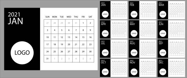 istock Calendar 2021 yearly. Week starts on Sunday. 1255013065